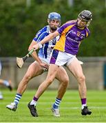 19 July 2020; Caolán Conway of Kilmacud Crokes in action against Paddy Dunleavy of Ballyboden St Enda's during the Dublin County Senior Hurling Championship Round 1 match between Ballyboden St Enda's and Kilmacud Crokes at Parnell Park in Dublin. Competitive GAA matches have been approved to return following the guidelines of Phase 3 of the Irish Government’s Roadmap for Reopening of Society and Business and protocols set down by the GAA governing authorities. With games having been suspended since March, competitive games can take place with updated protocols including a limit of 200 individuals at any one outdoor event, including players, officials and a limited number of spectators, with social distancing, hand sanitisation and face masks being worn by those in attendance among other measures in an effort to contain the spread of the Coronavirus (COVID-19) pandemic. Photo by Ramsey Cardy/Sportsfile