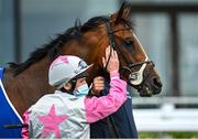 19 July 2020; Jockey Chris Hayes and Aloha Star in the winners enclosure after winning the Airlie Stud Stakes at The Curragh Racecourse in Kildare. Racing remains behind closed doors to the public under guidelines of the Irish Government in an effort to contain the spread of the Coronavirus (COVID-19) pandemic. Photo by Seb Daly/Sportsfile