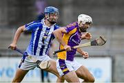 19 July 2020; Marc Howard of Kilmacud Crokes in action against Paddy Dunleavy of Ballyboden St Enda's during the Dublin County Senior Hurling Championship Round 1 match between Ballyboden St Enda's and Kilmacud Crokes at Parnell Park in Dublin. Competitive GAA matches have been approved to return following the guidelines of Phase 3 of the Irish Government’s Roadmap for Reopening of Society and Business and protocols set down by the GAA governing authorities. With games having been suspended since March, competitive games can take place with updated protocols including a limit of 200 individuals at any one outdoor event, including players, officials and a limited number of spectators, with social distancing, hand sanitisation and face masks being worn by those in attendance among other measures in an effort to contain the spread of the Coronavirus (COVID-19) pandemic. Photo by Ramsey Cardy/Sportsfile
