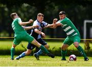 19 July 2020; Gerard Keating of St Paul's Artane in action against Paul Duffy, left, and Jay Reilly of Kilmore Celtic during the Leinster Senior League Major Sunday First Division match between St Paul's Artane and Kilmore Celtic at McCauley Park in Artane, Dublin.  Photo by Sam Barnes/Sportsfile