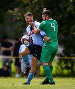 19 July 2020; Graham Sullivan of St Paul's Artane in action against Jay Reilly of Kilmore Celtic during the Leinster Senior League Major Sunday First Division match between St Paul's Artane and Kilmore Celtic at McCauley Park in Artane, Dublin.  Photo by Sam Barnes/Sportsfile