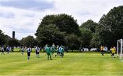 19 July 2020; A general view as Alan Talbot of St Paul's Artane, third from left, takes a freekick during the Leinster Senior League Major Sunday First Division match between St Paul's Artane and Kilmore Celtic at McCauley Park in Artane, Dublin.  Photo by Sam Barnes/Sportsfile