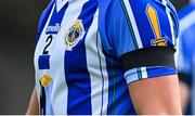 19 July 2020; Luke Corcoran of Ballyboden St Enda's wears a black armband in memory of former Ballyboden St Enda's chairman Brendan Moran during the Dublin County Senior Hurling Championship Round 1 match between Ballyboden St Enda's and Kilmacud Crokes at Parnell Park in Dublin. Competitive GAA matches have been approved to return following the guidelines of Phase 3 of the Irish Government’s Roadmap for Reopening of Society and Business and protocols set down by the GAA governing authorities. With games having been suspended since March, competitive games can take place with updated protocols including a limit of 200 individuals at any one outdoor event, including players, officials and a limited number of spectators, with social distancing, hand sanitisation and face masks being worn by those in attendance among other measures in an effort to contain the spread of the Coronavirus (COVID-19) pandemic. Photo by Ramsey Cardy/Sportsfile