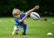 20 July 2020; Rian O'Connor, age 7, from Terenure, in action during the Bank of Ireland Leinster Rugby Summer Camp at Westmanstown RFC in Clonsilla, Dublin. Photo by Seb Daly/Sportsfile