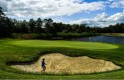 22 July 2020; Sam Kelly of The K Club in Kildare chips out of a bunker at the 16th green during the Leinster Trophy leg of the Irish Kids Golf Tour in association with KPMG – the tour’s first competition this year. Held in Killeen Castle Golf Club in Dunsany, Co. Meath with the continued support of KPMG, the Irish Kids Golf Tour holds professionally conducted competitions for both boys and girls aged 13 years and under, helping to develop the next generation of Irish golfing talent. Photo by Brendan Moran/Sportsfile