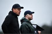 17 July 2020; East Belfast manager Shea Curran, left, and selector Conor Riley during the 2020 Down GAA ACFL Division 4B match between St Michael's and East Belfast at St Michael's GAA Ground in Magheralin, Down. Competitive GAA matches have been approved to return following the guidelines of Northern Ireland’s COVID-19 recovery plan and protocols set down by the GAA governing authorities. With games having been suspended since March, competitive games can take place with updated protocols with only players, officials and essential personnel permitted to attend, social distancing, hand sanitisation and face masks being worn by those in attendance in an effort to contain the spread of the Coronavirus (COVID-19) pandemic. Photo by David Fitzgerald/Sportsfile