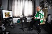 21 July 2020; Former Republic of Ireland squad kit manager Charlie O'Leary watches the broadcast of Jack Charlton’s funeral service, in West Road Crematorium, at his home in Dublin. The former Republic of Ireland manager Jack Charlton lead the Republic of Ireland team to their first major finals at UEFA Euro 1988, and subsequently the FIFA World Cup 1990, in Italy, and the FIFA World Cup 1994, in USA.  Photo by Ray McManus/Sportsfile