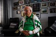 21 July 2020; Former Republic of Ireland squad kit manager Charlie O'Leary watches the broadcast of Jack Charlton’s funeral service, in West Road Crematorium, at his home in Dublin. The former Republic of Ireland manager Jack Charlton lead the Republic of Ireland team to their first major finals at UEFA Euro 1988, and subsequently the FIFA World Cup 1990, in Italy, and the FIFA World Cup 1994, in USA.  Photo by Ray McManus/Sportsfile