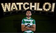 22 July 2020; Roberto Lopes of Shamrock Rovers at the launch of WATCHLOI, the SSE Airtricity League's new streaming platform, at Fuel Studios on Camden Street, Dublin. It is the league's first-ever streaming service which will deliver SSE Airtricity League Premier Division football to all supporters in Ireland and around the world. The Football Association of Ireland and RTE Sport, in collaboration with GAAGO, have partnered to deliver a world class streaming platform which will guarantee supporters can watch the #GreatestLeagueInTheWorld wherever they are on watchloi.ie. Photo by Stephen McCarthy/Sportsfile