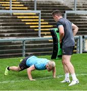 23 July 2020; David Shanahan, left, and Michael Lowry during an Ulster Rugby squad training session at Kingspan Stadium in Belfast. Photo by Robyn McMurray for Ulster Rugby via Sportsfile