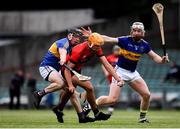 23 July 2020; David O'Mahony of Adare in action against Nigel Foley, left, and Cian Lynch of Patrickswell during the Limerick County Senior Hurling Championship Round 1 match between Patrickswell and Adare at LIT Gaelic Grounds in Limerick. Competitive GAA matches have been approved to return following the guidelines of Phase 3 of the Irish Government’s Roadmap for Reopening of Society and Business and protocols set down by the GAA governing authorities. With games having been suspended since March, competitive games can take place with updated protocols including a limit of 200 individuals at any one outdoor event, including players, officials and a limited number of spectators, with social distancing, hand sanitisation and face masks being worn by those in attendance among other measures in an effort to contain the spread of the Coronavirus (COVID-19). Photo by Sam Barnes/Sportsfile