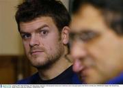 6 January 2004; John McWeeney, left, with Leinster coach Gary Ella during the Leinster press conference, prior to the game against Sale Sharks on Friday next. Old Belvedere Rugby Club, Donnybrook, Dublin. Picture credit; Matt Browne / SPORTSFILE *EDI*