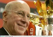 7 January 2004; Sir Bobby Charlton, with the Barclaycard Premiership trophy, at the launch of the Manchester United Barclaycard credit card onto the Irish market. Jervis Shopping Centre, Dublin. Picture credit; David Maher / SPORTSFILE *EDI*