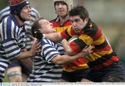 10 January 2004; Shane Whelan, Lansdowne, in action against Emmet Farrell and David Dillon, left, Blackrock College. AIB All-Ireland League 2003-2004, Division 1, Lansdowne v Blackrock College, Lansdowne Road, Dublin. Picture credit; Pat Murphy / SPORTSFILE *EDI*