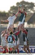 11 January 2004; Louis Deacon, Leicester Tigers, takes the ball in the lineout from Matt Mustchin, Ulster. Heineken European Cup 2003-2004, Round 3, Pool 1, Ulster v Leicester Tigers, Ravenhill, Belfast. Picture credit; Matt Browne / SPORTSFILE *EDI*