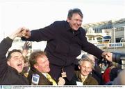 11 January 2004; Winning trainer Charles Byrnes is held aloft after Dromlease Express, with John Allen up, won the Pierse Hurdle, Leopardstown Racecourse, Dublin. Picture credit; Pat Murphy / SPORTSFILE *EDI*