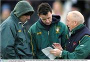 11 January 2004; Meath manager Sean Boylan pictured with his selectors, David Beggy, (left), and Declan Mullen before the game. O'Byrne Cup, Longford v Meath, Pairc na Gael, Dromard, Co. Longford. Picture credit; Damien Eagers / SPORTSFILE *EDI*