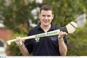 6 August 2003; Alan Milton with a Hurley branded with the Paddy Power logo, similar to those issued to two Wexford and two Cork players as part of a sponsorship deal with the unnamed players. Picture credit; Ray McManus / SPORTSFILE *EDI*