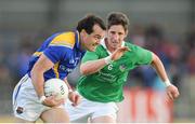 29 June 2013; Paul Barden, Longford, in action against Paudie Brown, Limerick. GAA Football All Ireland Senior Championship, Round 1, Longford v Limerick, Pearse Park, Longford. Picture credit: Ray Lohan / SPORTSFILE