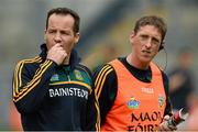 30 June 2013; Meath manager Mick O'Dowd, left, and selector Trevor Giles during the game. Leinster GAA Football Senior Championship, Semi-Final, Meath v Wexford, Croke Park, Dublin. Picture credit: David Maher / SPORTSFILE