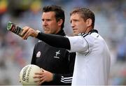 30 June 2013; Kildare manager Kieran McGeeney and selector Jason Ryan, left, before the game. Leinster GAA Football Senior Championship, Semi-Final, Kildare v Dublin, Croke Park, Dublin. Picture credit: David Maher / SPORTSFILE