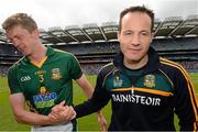 30 June 2013; Meath manager Mick O'Dowd, right, shakes hands with Kevin Reilly after the game. Leinster GAA Football Senior Championship, Semi-Final, Meath v Wexford, Croke Park, Dublin. Picture credit: David Maher / SPORTSFILE