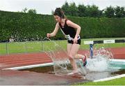 30 June 2013; Cliona Mulroy, Swinford AC, on her way to winning the Junior Women's 3000m Steeplechase at the Woodie’s DIY National Junior & U23 Track and Field Championships. Tullamore Harriers, Tullamore, Co. Offaly. Picture credit: Pat Murphy / SPORTSFILE