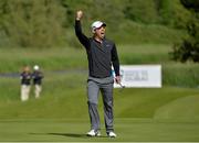 30 June 2013; Paul Casey, England, celebrates his eagle winning putt on the 18th green at the Irish Open Golf Championship 2013. Carton House, Maynooth, Co. Kildare. Picture credit: Matt Browne / SPORTSFILE
