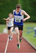 30 June 2013; Patrick Hynes Foy, Ferrybank AC, during the final stages of the Men's 4x400m Relay at the U23 Men's  at the Woodie’s DIY National Junior & U23 Track and Field Championships. Tullamore Harriers, Tullamore, Co. Offaly. Picture credit: Pat Murphy / SPORTSFILE