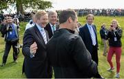 30 June 2013; An Taoiseach Enda Kenny T.D. congratulates Irish Open winner Paul Casey on the 18th green at the Irish Open Golf Championship 2013. Carton House, Maynooth, Co. Kildare. Picture credit: Matt Browne / SPORTSFILE