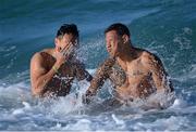 1 July 2013; Israel Folau, right, and Christian Leali'ifano, Australia, during a recovery session ahead of their 3rd Test against the British & Irish Lions on Saturday. British & Irish Lions Tour 2013, Australia Recovery Session. Coogee Beach, Sydney, Australia. Picture credit: Stephen McCarthy / SPORTSFILE