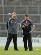 1 July 2013; Kerry manager Eamonn Fitzmaurice, right, with selector Diarmuid Murphy during squad training ahead of their Munster GAA Football Senior Championship final against Cork on Sunday. Fitzgerald Stadium, Killarney, Co. Kerry. Picture credit: Diarmuid Greene / SPORTSFILE