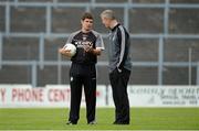 1 July 2013; Kerry manager Eamonn Fitzmaurice, left, in conversation with selector Diarmuid Murphy during squad training ahead of their Munster GAA Football Senior Championship final against Cork on Sunday. Fitzgerald Stadium, Killarney, Co. Kerry. Picture credit: Diarmuid Greene / SPORTSFILE