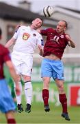 1 July 2013; Denis Behan, Cork City, in action against Alan Byrne, Drogheda United. EA Sports Cup, Quarter-Final, Drogheda United v Cork City, Hunky Dorys Park, Drogheda, Co. Louth. Photo by Sportsfile