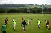 24 July 2020; Nemo players warm up prior to the Cork County Premier Senior Football Championship Group C Round 1 match between Valley Rovers and Nemo Rangers at Cloughduv GAA grounds in Cloughduv, Cork. GAA matches continue to take place in front of a limited number of people in an effort to contain the spread of the coronavirus (Covid-19) pandemic. Photo by David Fitzgerald/Sportsfile