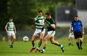 24 July 2020; Fiachra Lynch of Valley Rovers in action against Kieran Histon of Nemo Rangers during the Cork County Premier Senior Football Championship Group C Round 1 match between Valley Rovers and Nemo Rangers at Cloughduv GAA grounds in Cloughduv, Cork. GAA matches continue to take place in front of a limited number of people in an effort to contain the spread of the coronavirus (Covid-19) pandemic. Photo by David Fitzgerald/Sportsfile