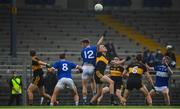 24 July 2020; Josh Crowley-Holland of Templenoe and Mark O'Shea of Dr Crokes contest a loose ball during the Kerry County Senior Club Football Championship Group 1 Round 1 match between Dr Crokes and Templenoe at Fitzgerald Stadium in Killarney, Kerry. GAA matches continue to take place in front of a limited number of people in an effort to contain the spread of the coronavirus (Covid-19) pandemic. Photo by Brendan Moran/Sportsfile