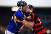 24 July 2020; Kenneth Kearney of Tallow in action against Kevin Mahony of Ballygunnar during the Waterford County Senior Hurling Championship Group A Round 1 match between Ballygunnar and Tallow at Fraher Field in Dungarvan, Waterford. GAA matches continue to take place in front of a limited number of people in an effort to contain the spread of the coronavirus (Covid-19) pandemic. Photo by Matt Browne/Sportsfile
