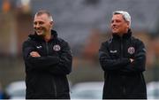 24 July 2020; Bohemians manager Keith Long, right, and assistant manager Trevor Croly during the club friendly match between Bohemians and Longford Town at Dalymount Park in Dublin. Soccer matches continue to take place in front of a limited number of people in an effort to contain the spread of the coronavirus (Covid-19) pandemic. Photo by Ramsey Cardy/Sportsfile