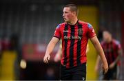 24 July 2020; Dan Casey of Bohemians during the club friendly match between Bohemians and Longford Town at Dalymount Park in Dublin. Soccer matches continue to take place in front of a limited number of people in an effort to contain the spread of the coronavirus (Covid-19) pandemic. Photo by Ramsey Cardy/Sportsfile