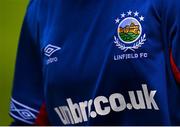 24 July 2020; General view of a Linfield jersey during the club friendly match between Shelbourne and Linfield at Tolka Park in Dublin. Soccer matches continue to take place in front of a limited number of people in an effort to contain the spread of the coronavirus (Covid-19) pandemic. Photo by Harry Murphy/Sportsfile