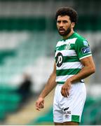 25 July 2020; Roberto Lopez of Shamrock Rovers during the club friendly between Shamrock Rovers and UCD at Tallaght Stadium in Dublin. Soccer matches continue to take place in front of a limited number of people in an effort to contain the spread of the Coronavirus (COVID-19) pandemic. Photo by Eóin Noonan/Sportsfile