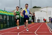 25 July 2020; Shane Bowe of Ballyroan Abbeyleix & District AC, Laois, wins his heat ahead of Liam Meade of Templemore AC, Tipperary, in the Men's 200m during the Summer Games Athletics Meet at Moyne AC in Tipperary. Photo by Piaras Ó Mídheach/Sportsfile