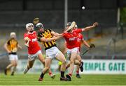 26 July 2020; Pierse Lillis of Ballyea in action against Ross Hayes, left, and Gavin O'Brien during the Clare County Senior Hurling Championship Round 1 match between Ballyea and Crusheen at Cusack Park in Ennis, Clare. GAA matches continue to take place in front of a limited number of people in an effort to contain the spread of the Coronavirus (COVID-19) pandemic. Photo by Eóin Noonan/Sportsfile