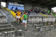 26 July 2020; Toomevara players Mark McCarthy, right, and Robert Delaney make their way to the pitch after togging out in the stand before the Tipperary County Senior Hurling Championship Group 4 Round 1 match between Toomevara and Borris-Ileigh at McDonagh Park in Nenagh, Tipperary. GAA matches continue to take place in front of a limited number of people in an effort to contain the spread of the Coronavirus (COVID-19) pandemic. Photo by Piaras Ó Mídheach/Sportsfile