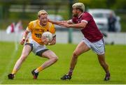 26 July 2020; Conor McManus of Clontibret in action against Drew Wylie of Ballybay during the Monaghan Senior Football Championship Group 1 Round 1 match between Ballybay Pearse Brothers and Clontibret O'Neills at Ballybay Pearse Brothers GAA Club, Ballybay in Monaghan. GAA matches continue to take place in front of a limited number of people in an effort to contain the spread of the Coronavirus (COVID-19) pandemic. Photo by Philip Fitzpatrick/Sportsfile