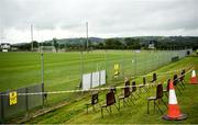 24 July 2020; A view of socially distant seats for the extended panel prior to the Cork County Premier Senior Football Championship Group C Round 1 match between Valley Rovers and Nemo Rangers at Fr. O'Driscoll Park in Cloughduv, Cork. GAA matches continue to take place in front of a limited number of people in an effort to contain the spread of the coronavirus (Covid-19) pandemic. Photo by David Fitzgerald/Sportsfile