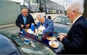 30 April 2000; Danny O'Connor, left, John A Murphy, Irish Examiner, and Waterford Central Council delegate Séamus O Brian, right, enjoy a snack before the game between Tipperary and Limerick at Semple Stadium in Thurles, Tipperary. Photo by Damien Eagers/Sportsfie
