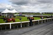 27 July 2020; Horses parade to an empty parade ring prior to the Galmont.com & Galwaybayhotel.com Handicap (Div 2) on day one of the Galway Summer Racing Festival at Ballybrit Racecourse in Galway. Horse racing remains behind closed doors to the public under guidelines of the Irish Government in an effort to contain the spread of the Coronavirus (COVID-19) pandemic. Photo by Harry Murphy/Sportsfile