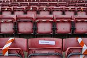 26 July 2020; Seats are seen in the main stand prior to the Cork County Premier Senior Football Championship Group B Round 1 match between Castlehaven and Carbery Rangers Clonakilty in Cork. GAA matches continue to take place in front of a limited number of people in an effort to contain the spread of the Coronavirus (COVID-19) pandemic. Photo by Brendan Moran/Sportsfile